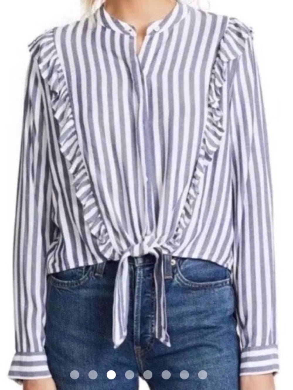 Rails Striped Ruffle Tie-Front Button-Down